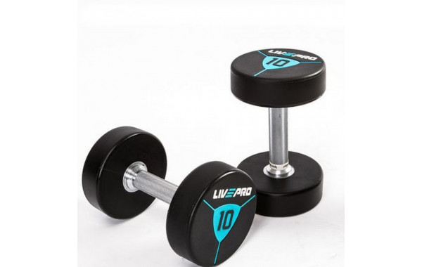 Гантели в уретане 42 кг Live Pro Premium Urethane Dumbbells LP8000-42 600_380