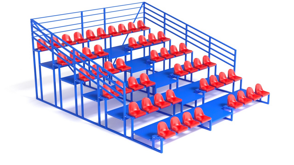 Трибуна с сидениями, шестирядная, с ограждением Glav 20.011 1200_675