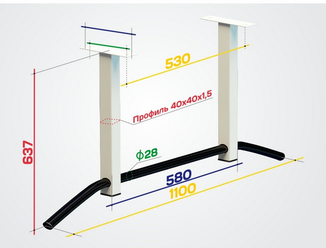 Турник потолочный 60см Spektr Sport Атлант 2, черный 1051_800