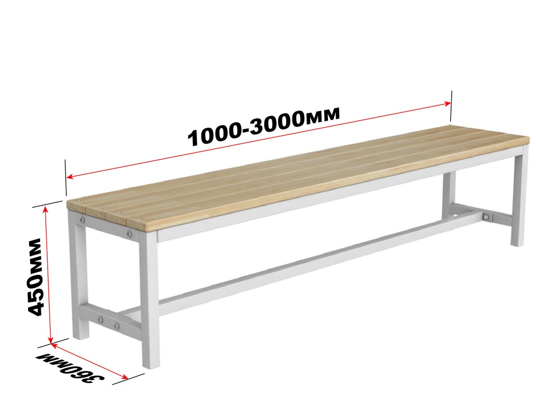 Скамейка для раздевалки без спинки разборная, 300см Glav 10.7000-3000 1067_800