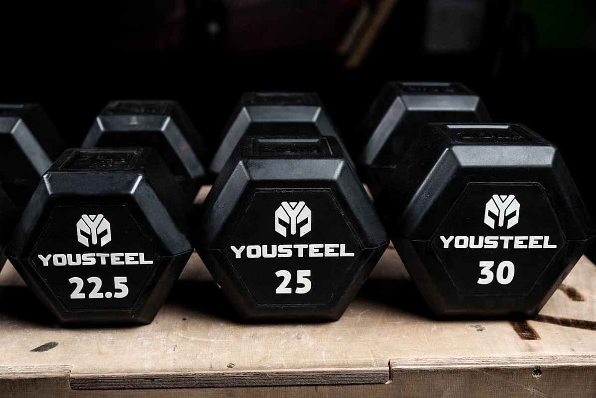 Гантель обрезиненная YouSteel HEX DB 25 кг 1197_800