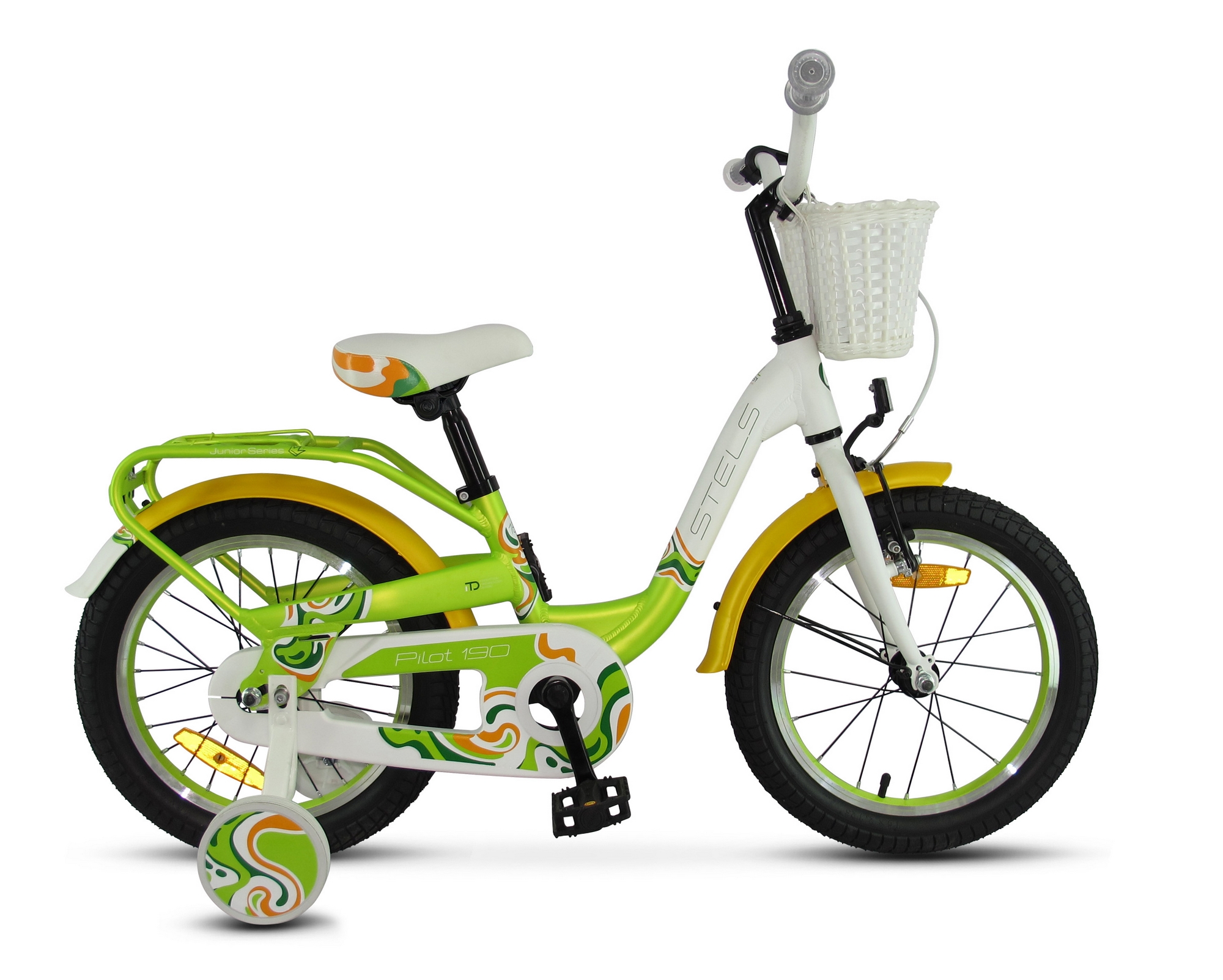 Велосипед 16" Stels Pilot 190 V030 (ALU рама) LU074646 Зеленый\Желтый\Белый 2000_1603
