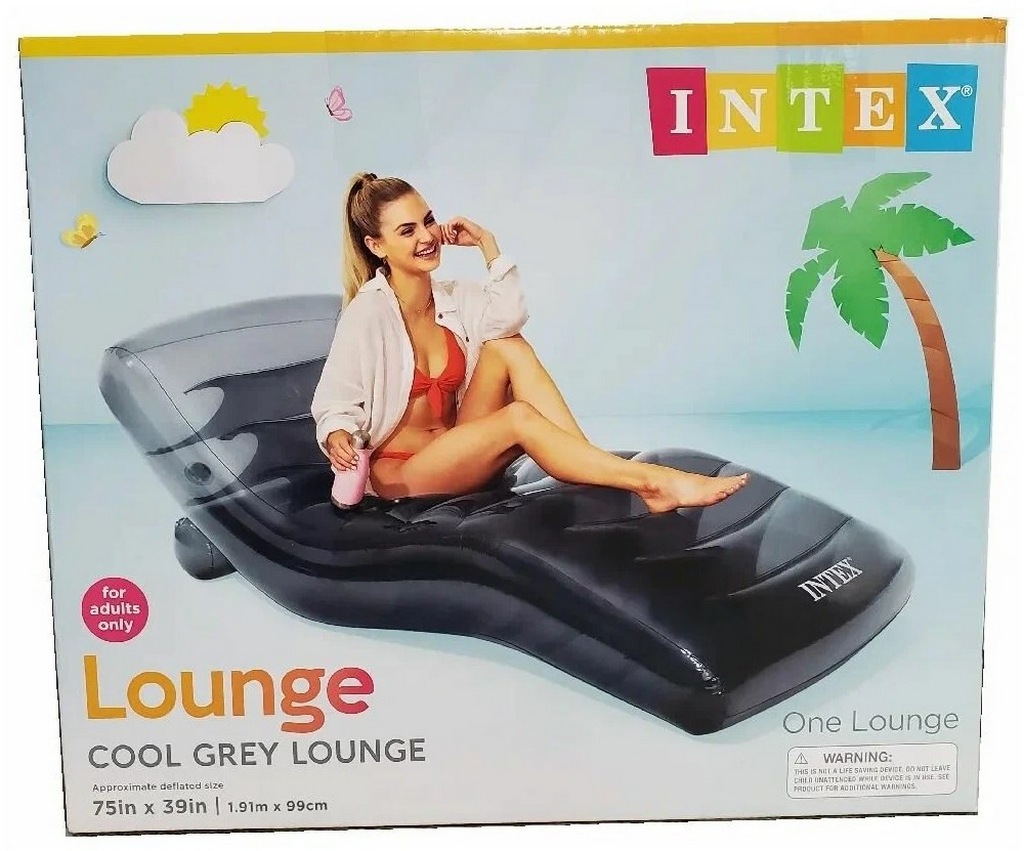 Шезлонг плавающий 191x99см Intex Cool Grey Loungge 56875 1024_851